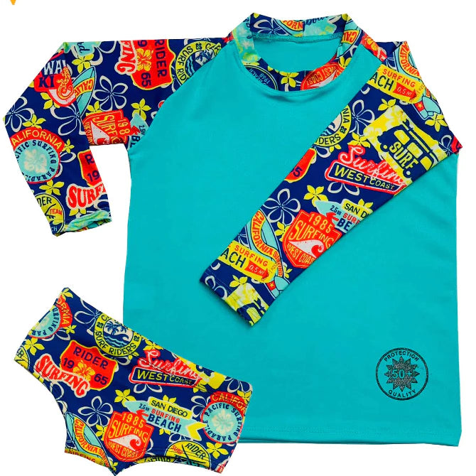 Camisa de proteção raglan + sunga infantil / juvenil