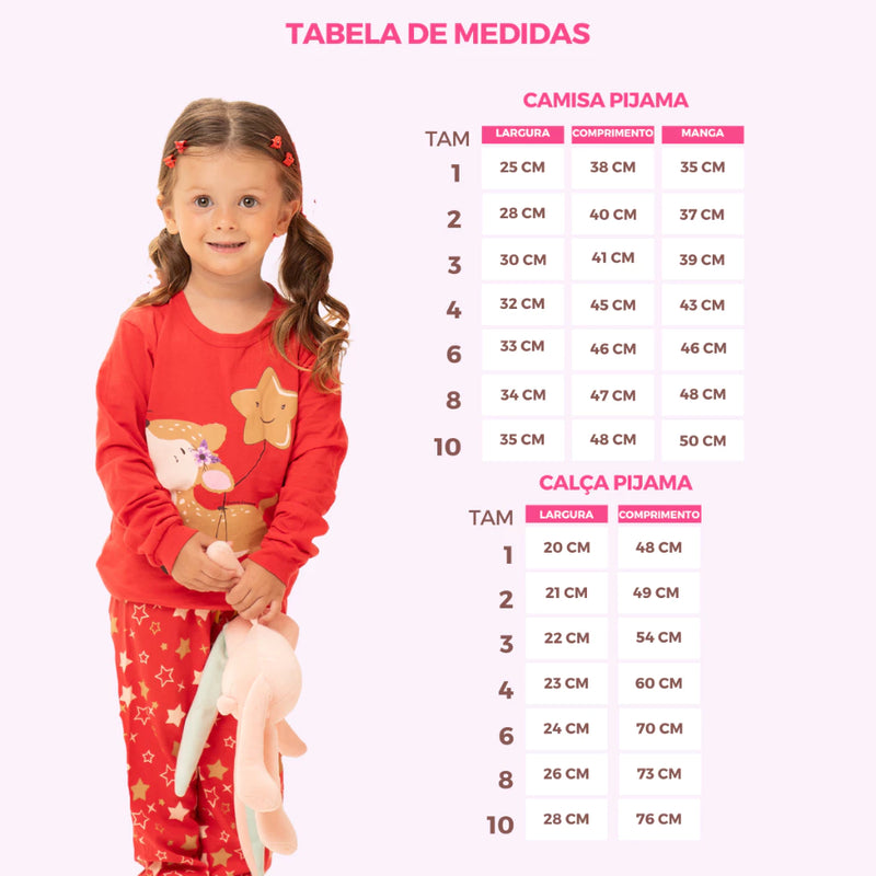 Kit 4 Peças Pijama Infantil Manga Comprida