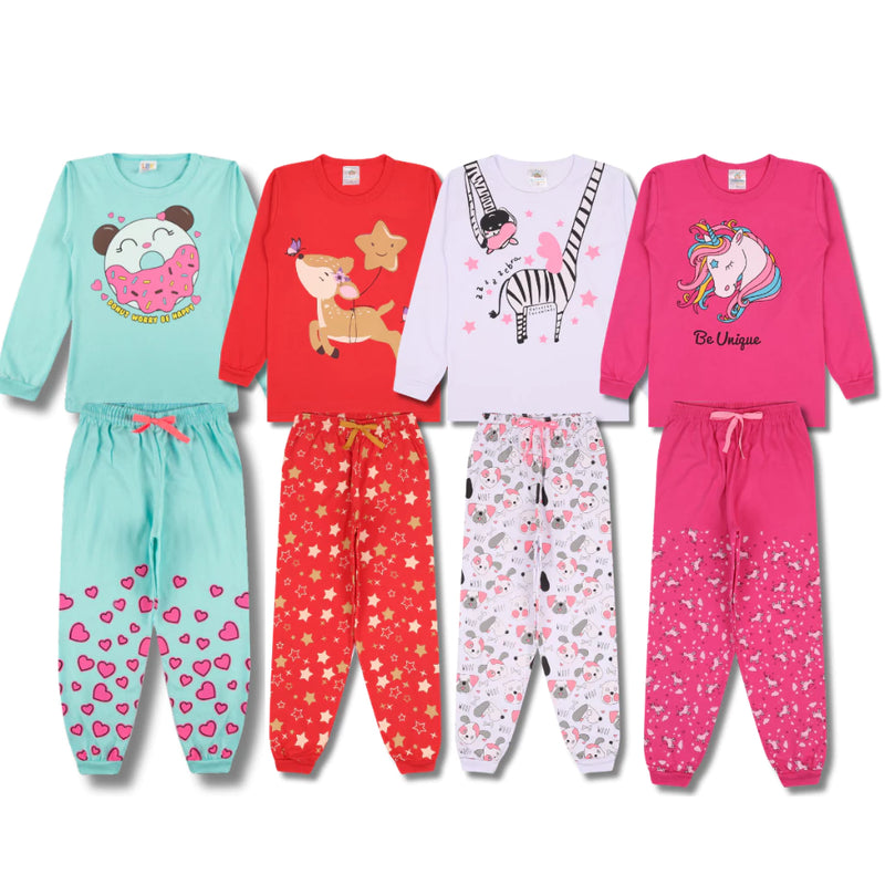 Kit 4 Peças Pijama Infantil Manga Comprida