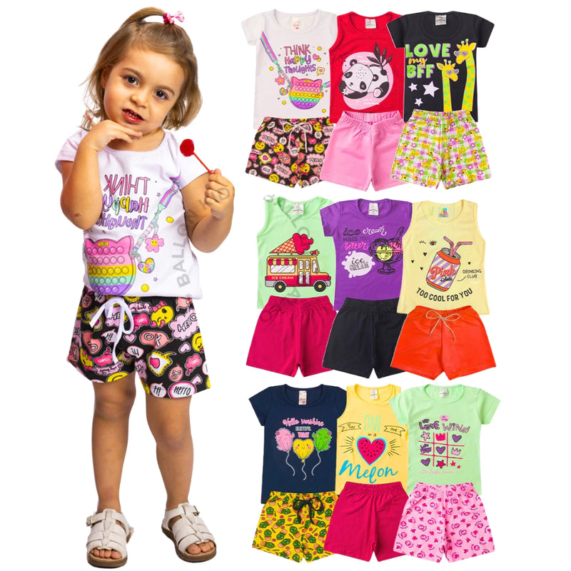 Kit Conjunto Infantil 6 Peças Verão