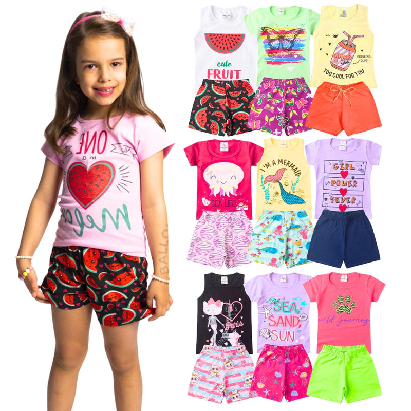 Kit Conjunto Infantil 6 Peças Verão